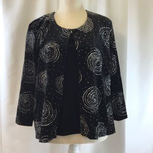 Briggs New York Petite Velour Sparkly Swirl Top XL
